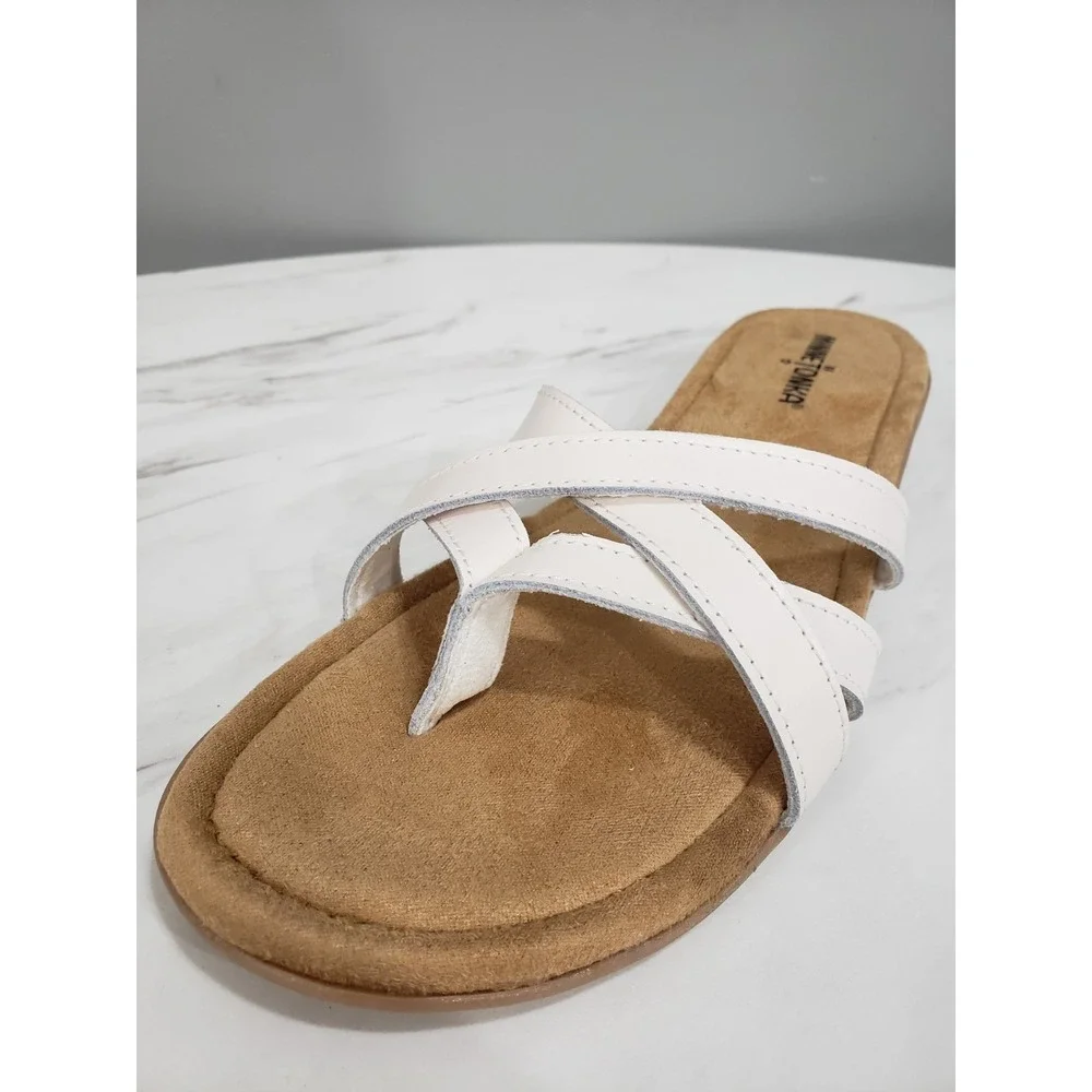 NEW NO BOX Minnetonka Sunny Thong Leather Slip On Thong Sandals WOMENS 11 NARROW